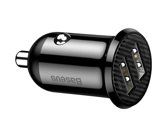 Зарядное устройство Baseus Grain Pro Car Charger (Dual USB 4.8A ) USB Black (CCALLP-01), изображение 2 Зарядное устройство Baseus Grain Pro Car Charger (Dual USB 4.8A ) USB Black (CCALLP-01), изображение 2