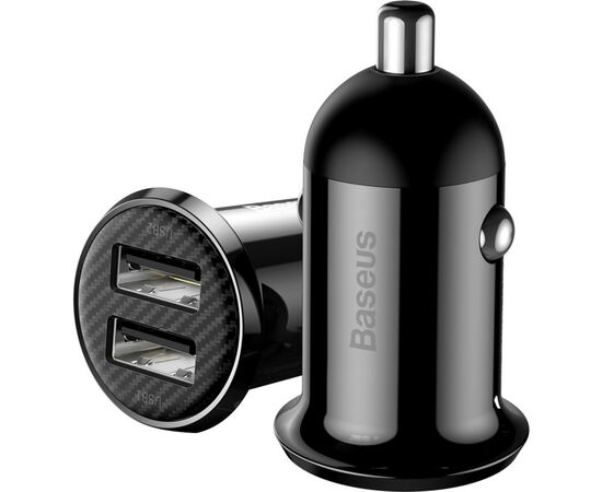 Зарядное устройство Baseus Grain Pro Car Charger (Dual USB 4.8A ) USB Black (CCALLP-01), изображение 4 Зарядное устройство Baseus Grain Pro Car Charger (Dual USB 4.8A ) USB Black (CCALLP-01), изображение 4