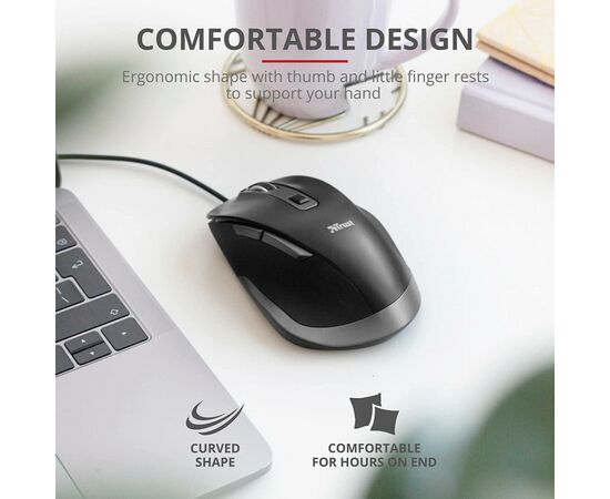 Мышка Trust Fyda Comfortable ECO USB Black-GREY (24728), изображение 7 Мышка Trust Fyda Comfortable ECO USB Black-GREY (24728), изображение 7