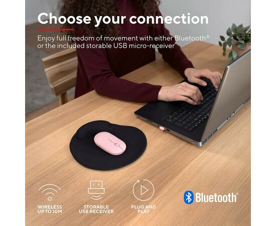 Мишка Trust Puck Wireless/Bluetooth Silent Pink (24125), зображення 11 Мишка Trust Puck Wireless/Bluetooth Silent Pink (24125), зображення 11