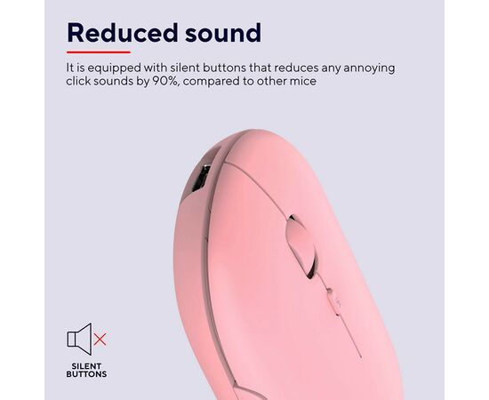 Мишка Trust Puck Wireless/Bluetooth Silent Pink (24125), зображення 7 Мишка Trust Puck Wireless/Bluetooth Silent Pink (24125), зображення 7