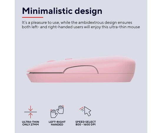 Мишка Trust Puck Wireless/Bluetooth Silent Pink (24125), зображення 8 Мишка Trust Puck Wireless/Bluetooth Silent Pink (24125), зображення 8