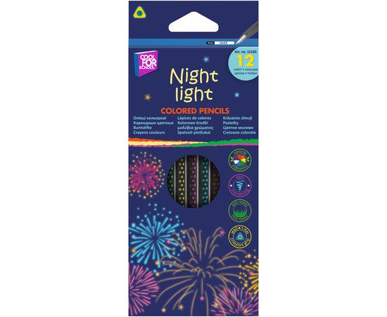 Карандаши цветные Cool For School Night light трехгранные 12 цветов (CF15183)