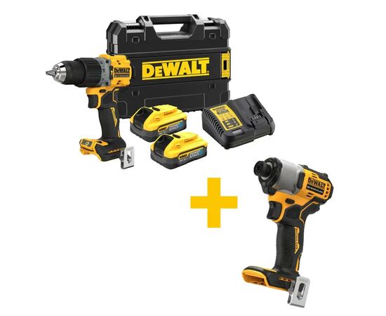 Набор электроинструментов DeWALT XR Li-Ion PowerStack 18V 2x5Ah, 90 Нм,0-650/0-2000об/мин+DCF840N (DCD805H2T+DCF840N)