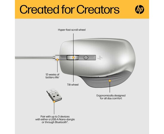 Мышка HP Creator 930 Wireless Silver (1D0K9AA), изображение 12 Мышка HP Creator 930 Wireless Silver (1D0K9AA), изображение 12