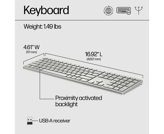 Клавиатура HP 970 Programmable Bluetooth/Wireless UA White (3Z729AA), изображение 12 Клавиатура HP 970 Programmable Bluetooth/Wireless UA White (3Z729AA), изображение 12