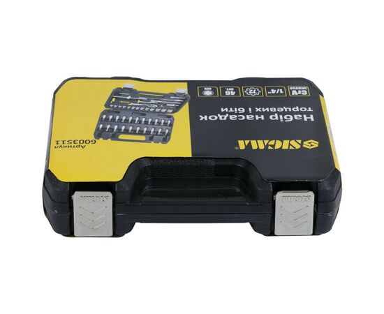 Набор инструментов Sigma насадок торцевых и бит 1/4" 46шт CrV mid (6003511), изображение 7