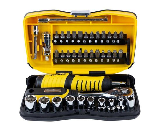 Набор инструментов Sigma насадок торцевых и бит 1/4" 39шт CrV (6003571), изображение 2 Набор инструментов Sigma насадок торцевых и бит 1/4" 39шт CrV (6003571), изображение 2