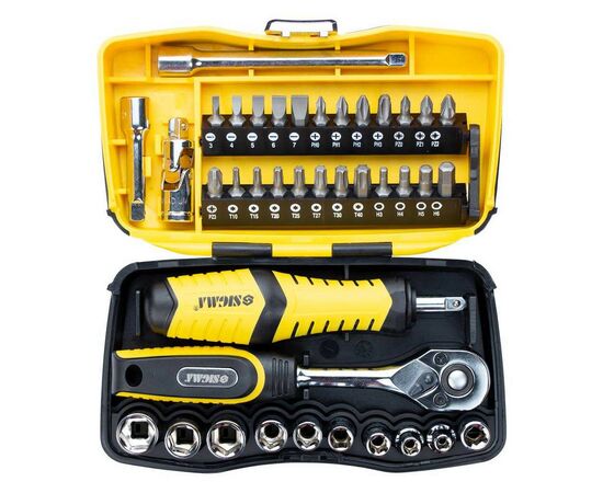 Набор инструментов Sigma насадок торцевых и бит 1/4" 39шт CrV (6003571), изображение 3 Набор инструментов Sigma насадок торцевых и бит 1/4" 39шт CrV (6003571), изображение 3
