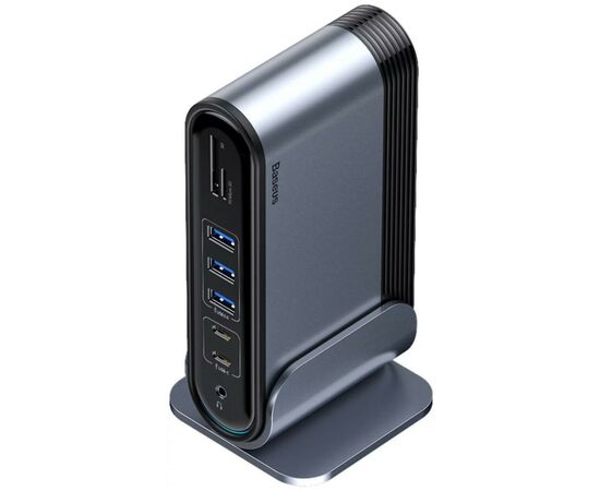 Концентратор Baseus USB3.2 Type-C to 1xHDMI/VGA/4xUSB-C/5xUSB/RJ45/SD/TRRS 3.5mm/PD 100W + PA 16 in 1 (CAHUB-BG0G), зображення 4 Концентратор Baseus USB3.2 Type-C to 1xHDMI/VGA/4xUSB-C/5xUSB/RJ45/SD/TRRS 3.5mm/PD 100W + PA 16 in 1 (CAHUB-BG0G), зображення 4