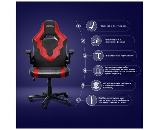 Кресло игровое Trust GXT703R Riye Black/Red (24986), изображение 12 Кресло игровое Trust GXT703R Riye Black/Red (24986), изображение 12
