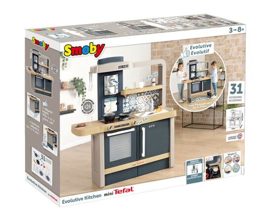 Игровой набор Smoby Интерактивная кухня Тефаль Эволюшн с регулировкой высоты и аксессуарами (312308), изображение 2 Игровой набор Smoby Интерактивная кухня Тефаль Эволюшн с регулировкой высоты и аксессуарами (312308), изображение 2