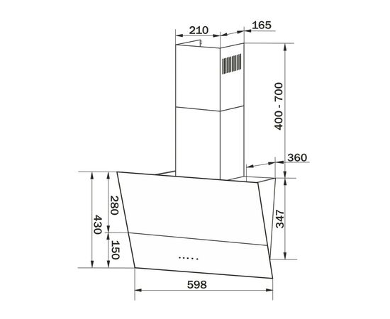 Вытяжка кухонная GRANADO Vivares 613-1100 grafito glass (GCH316399), изображение 11 Вытяжка кухонная GRANADO Vivares 613-1100 grafito glass (GCH316399), изображение 11