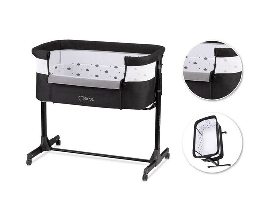 Кроватка MoMi Приставне ліжечко MoMi REVO (колір - dark grey) (LOZE00021), изображение 3 Кроватка MoMi Приставне ліжечко MoMi REVO (колір - dark grey) (LOZE00021), изображение 3