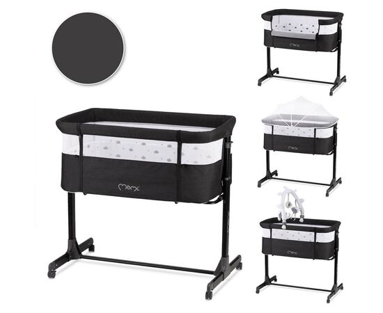 Кроватка MoMi Приставне ліжечко MoMi REVO (колір - dark grey) (LOZE00021), изображение 5 Кроватка MoMi Приставне ліжечко MoMi REVO (колір - dark grey) (LOZE00021), изображение 5