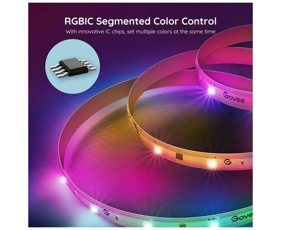 Светодиодная лента Govee RGBIC Basic Wi-Fi + Bluetooth LED Strip Light 5м Білий (H618A3D1), изображение 8 Светодиодная лента Govee RGBIC Basic Wi-Fi + Bluetooth LED Strip Light 5м Білий (H618A3D1), изображение 8