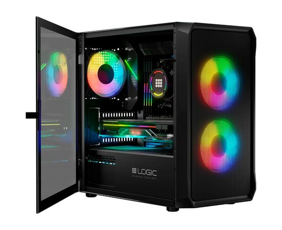 Корпус Logic concept PORTOS MESH+GLASS ARGB fans 3x120mm BLACK (AM-PORTOS-10-0000000-0002), зображення 12 Корпус Logic concept PORTOS MESH+GLASS ARGB fans 3x120mm BLACK (AM-PORTOS-10-0000000-0002), зображення 12