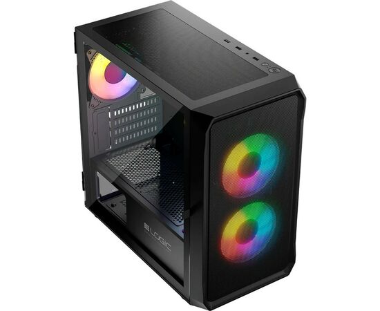 Корпус Logic concept PORTOS MESH+GLASS ARGB fans 3x120mm BLACK (AM-PORTOS-10-0000000-0002), зображення 4 Корпус Logic concept PORTOS MESH+GLASS ARGB fans 3x120mm BLACK (AM-PORTOS-10-0000000-0002), зображення 4