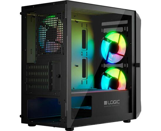 Корпус Logic concept PORTOS MESH+GLASS ARGB fans 3x120mm BLACK (AM-PORTOS-10-0000000-0002), зображення 8 Корпус Logic concept PORTOS MESH+GLASS ARGB fans 3x120mm BLACK (AM-PORTOS-10-0000000-0002), зображення 8