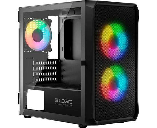 Корпус Logic concept PORTOS MESH+GLASS ARGB fans 3x120mm BLACK (AM-PORTOS-10-0000000-0002)
