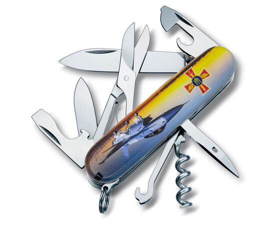 Нож Victorinox Climber Army Чорний Літак + Емблема ПС ЗСУ (1.3703.3_W3040p), изображение 2 Нож Victorinox Climber Army Чорний Літак + Емблема ПС ЗСУ (1.3703.3_W3040p), изображение 2