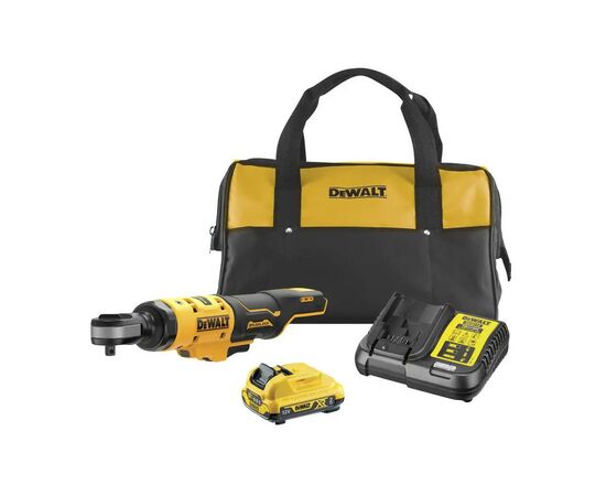 Гайковерт DeWALT кутовий, 12V XR Li-lon 2Ач, безщітковий, 81 Нм, сумка (DCF503D1)