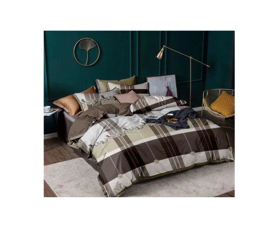 Постельное белье ШЕМ Royal Satin Клетка коричневая односпальный 150х215 (0051клітинка_коричнева)