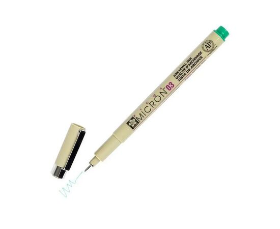 Лайнер Sakura Pigma Micron (0.3) 0,35 мм Зеленый (084511306387), изображение 2 Лайнер Sakura Pigma Micron (0.3) 0,35 мм Зеленый (084511306387), изображение 2