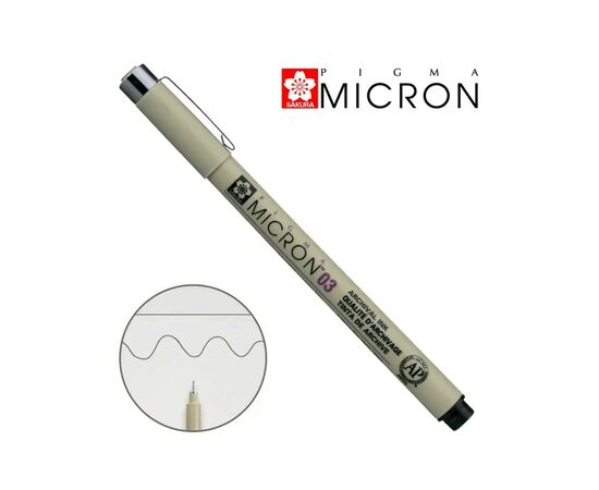 Лайнер Sakura Pigma Micron (0.3) 0,35 мм Черный (084511306400), изображение 2 Лайнер Sakura Pigma Micron (0.3) 0,35 мм Черный (084511306400), изображение 2