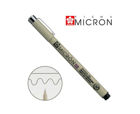 Лайнер Sakura Pigma Micron (0.8) 0,5 мм Черный (084511318335), изображение 2 Лайнер Sakura Pigma Micron (0.8) 0,5 мм Черный (084511318335), изображение 2