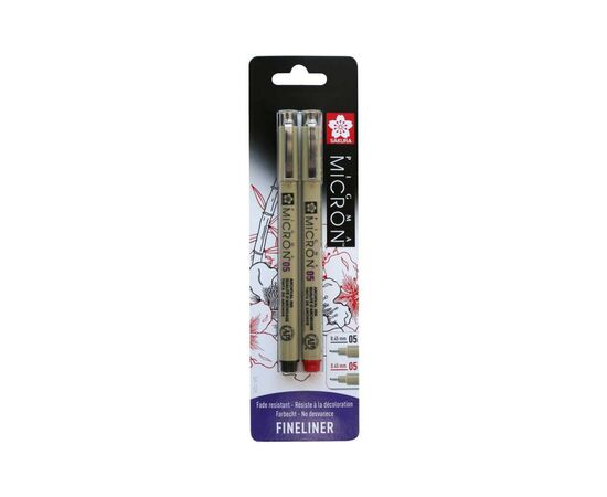 Лайнер Sakura Набір Pigma Micron 2 шт (0.5) 0,45 мм Чорний/Червоний, у блістері (8712079441661)