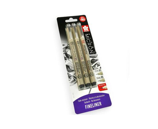Лайнер Sakura Набор Pigma Micron 2 шт (0.1/0.5) + 1 линер-кисть Pigma Brush Черный, в блистере (8712079441685), изображение 3 Лайнер Sakura Набор Pigma Micron 2 шт (0.1/0.5) + 1 линер-кисть Pigma Brush Черный, в блистере (8712079441685), изображение 3