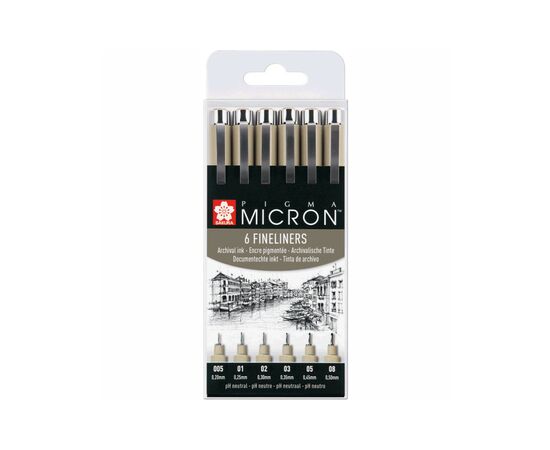 Лайнер Sakura Набор Pigma Micron 6шт, Черный (8710141049449)