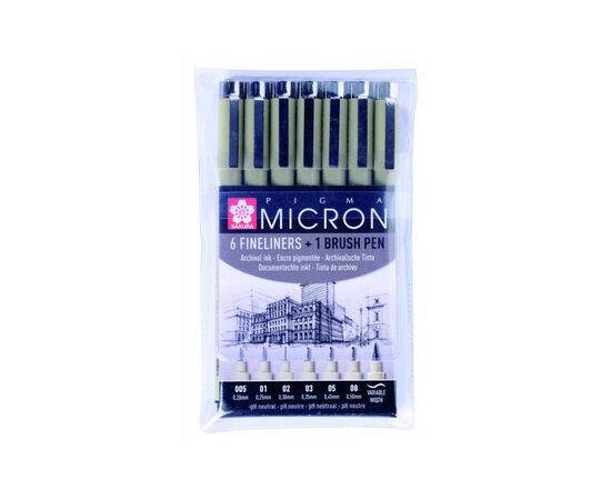 Лайнер Sakura Набор Pigma Micron 6шт, + Pigma Brush + PIGMA Micron PN в подарок (8712079397975), изображение 2 Лайнер Sakura Набор Pigma Micron 6шт, + Pigma Brush + PIGMA Micron PN в подарок (8712079397975), изображение 2