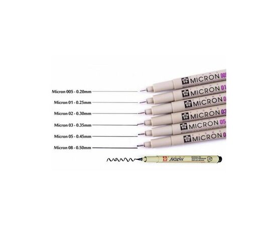 Лайнер Sakura Набор Pigma Micron 6шт, + Pigma Brush + PIGMA Micron PN в подарок (8712079397975), изображение 3 Лайнер Sakura Набор Pigma Micron 6шт, + Pigma Brush + PIGMA Micron PN в подарок (8712079397975), изображение 3