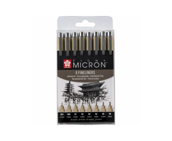Лайнер Sakura Набір Pigma Micron 8 шт, Чорний (8712079459536)