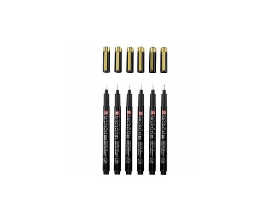 Лайнер Sakura Набор Pigma Micron Black&Gold, 6 шт (005-08), Черный (8712079459369), изображение 2