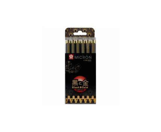 Лайнер Sakura Набор Pigma Micron Black&Gold, 6 шт (005-08), Черный (8712079459369)