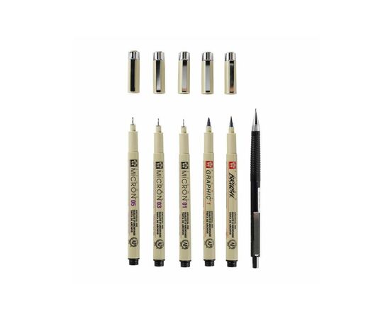 Лайнер Sakura Набор лайнеров для манга MANGA PIGMA TOOL SET, 6 шт (8712079397609), изображение 5 Лайнер Sakura Набор лайнеров для манга MANGA PIGMA TOOL SET, 6 шт (8712079397609), изображение 5