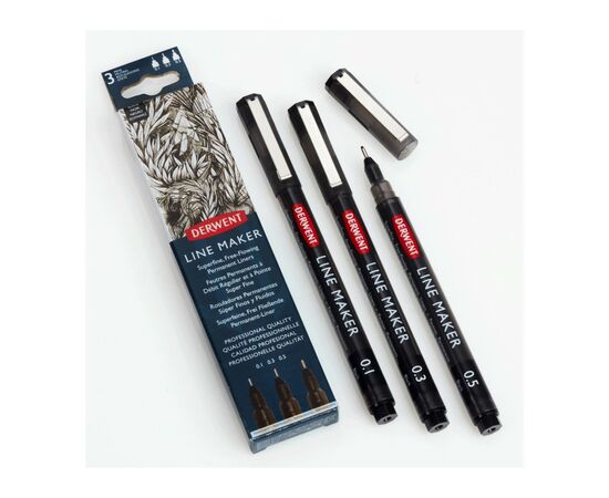 Лайнер Derwent набір Line Maker Black 3 шт, чорні (5028252595810), зображення 3 Лайнер Derwent набір Line Maker Black 3 шт, чорні (5028252595810), зображення 3