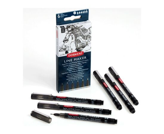 Лайнер Derwent набір Line Maker Black 6 шт, чорні (5028252595803), зображення 3