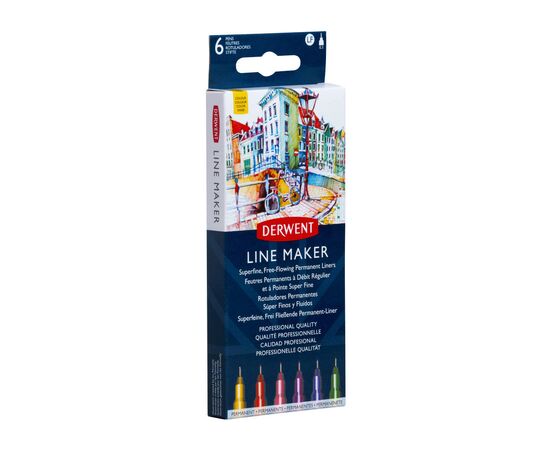 Лайнер Derwent набор Line Maker Colour 6 шт, цветные (5028252595971), изображение 2 Лайнер Derwent набор Line Maker Colour 6 шт, цветные (5028252595971), изображение 2