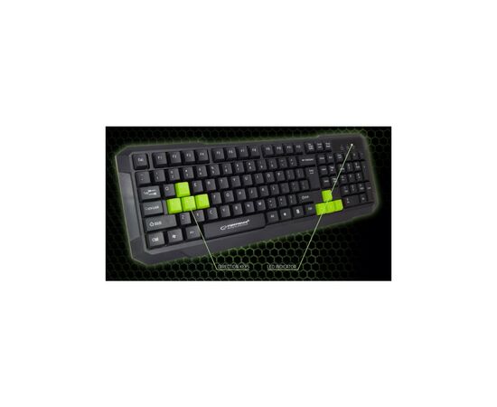 Клавиатура Esperanza EGK102 Green USB (EGK102GUA), изображение 3 Клавиатура Esperanza EGK102 Green USB (EGK102GUA), изображение 3