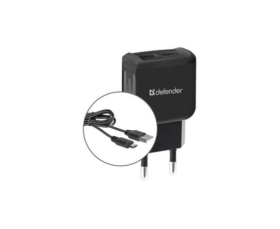 Зарядное устройство Defender UPС-21 2xUSB,5V/2.1А кабель microUSB (83581), изображение 2 Зарядное устройство Defender UPС-21 2xUSB,5V/2.1А кабель microUSB (83581), изображение 2