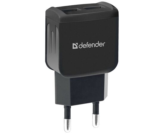 Зарядний пристрій Defender EPA-13 black, 2xUSB, 5V/2.1A, package (83840)