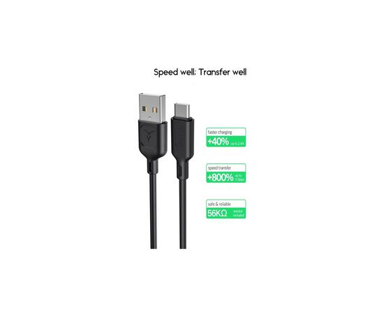 Дата кабель USB 2.0 AM to Type-C 1.2m Fast T-C829 Black T-Phox (T-C829 Black), изображение 6 Дата кабель USB 2.0 AM to Type-C 1.2m Fast T-C829 Black T-Phox (T-C829 Black), изображение 6