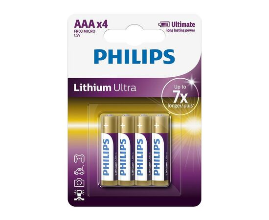 Батарейка Philips AAA FR03 Lithium Ultra * 4 (FR03LB4A/10)