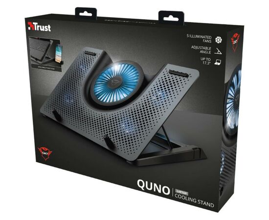 Подставка для ноутбука Trust GXT 1125 Quno (17.3") Blue LED Black (23581_TRUST), изображение 5 Подставка для ноутбука Trust GXT 1125 Quno (17.3") Blue LED Black (23581_TRUST), изображение 5