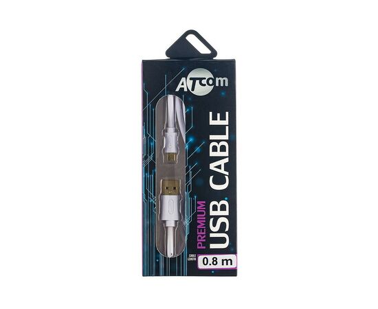 Дата кабель USB 2.0 AM to Micro 5P 0.8m white Atcom (16123)