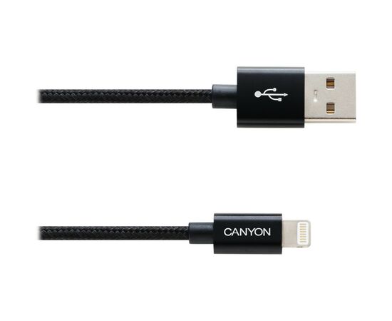 Дата кабель USB 2.0 AM to Lightning 1.0m Black Canyon (CNE-CFI3B), изображение 2 Дата кабель USB 2.0 AM to Lightning 1.0m Black Canyon (CNE-CFI3B), изображение 2